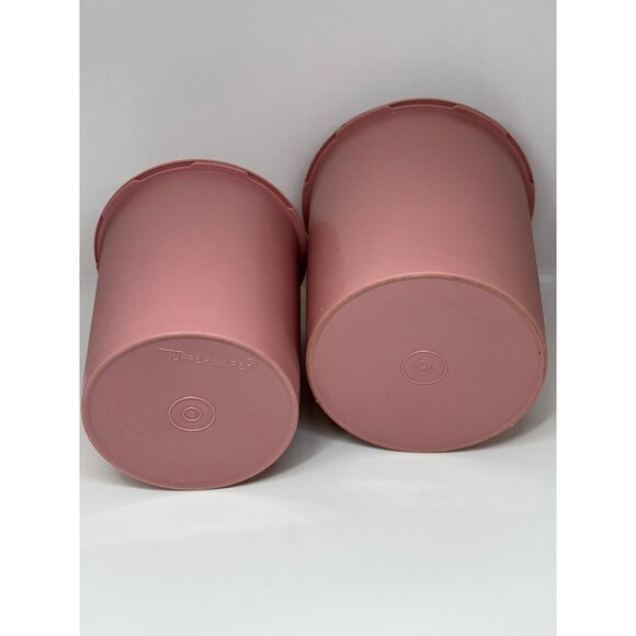 VTG Tupperware Rose Canister Set of 2 with Lids Retro Kitchen Storage 5.5"x7.5" - Picture 2 of 7